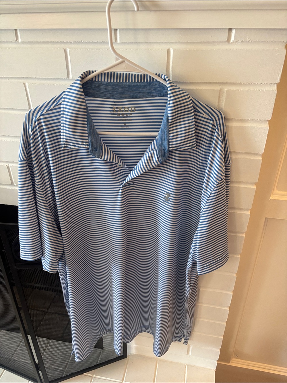 Izod Blue and White Striped Polo Shirt